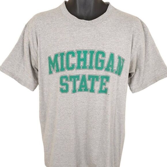 Vintage Michigan State Spartans T Shirt Mens Size Large Gray 90s NCAA University - Picture 1 of 6